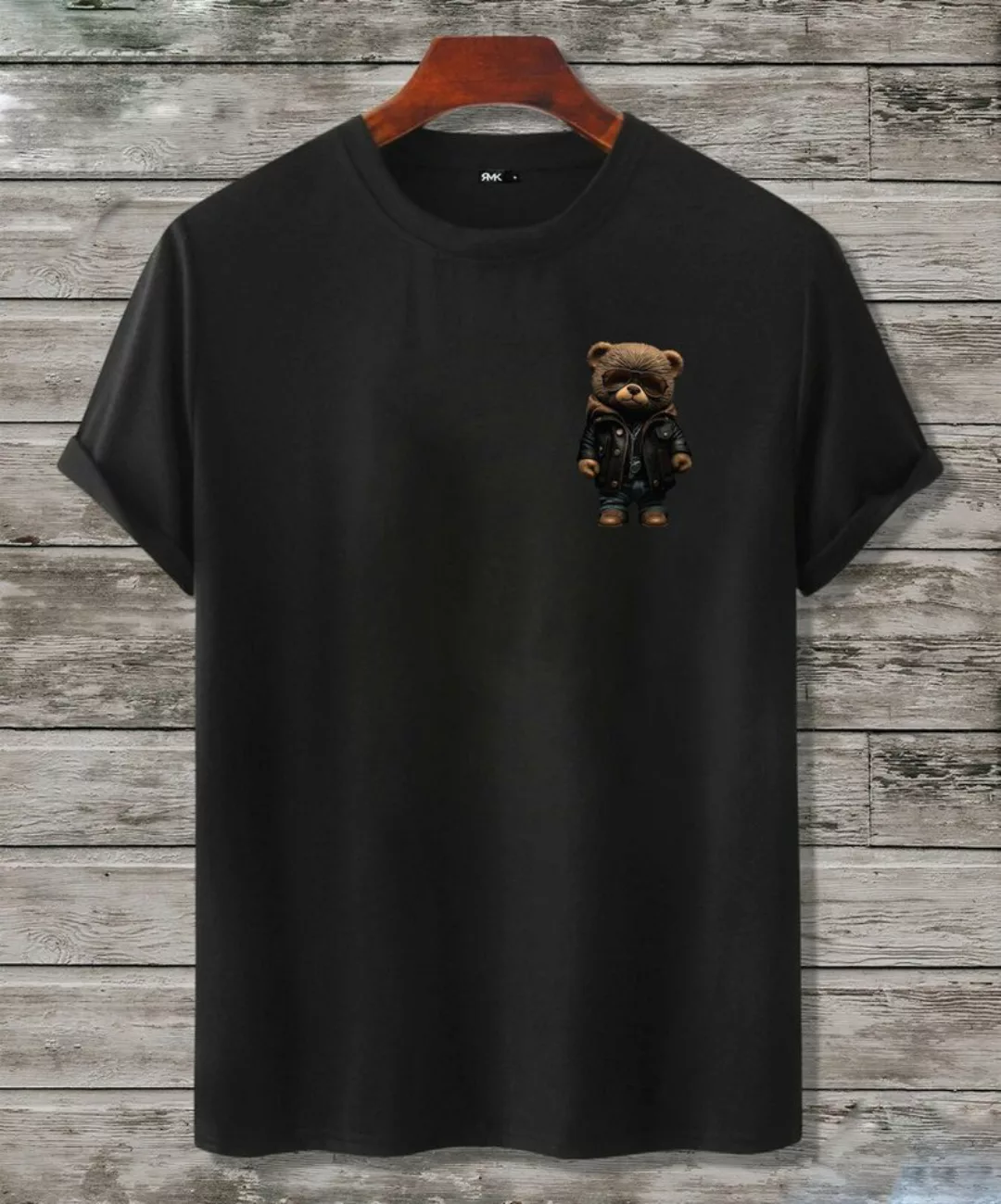 RMK T-Shirt Herren Shirt Rundhals Basic Druck (Teddybär Sonnenbrille Lederj günstig online kaufen