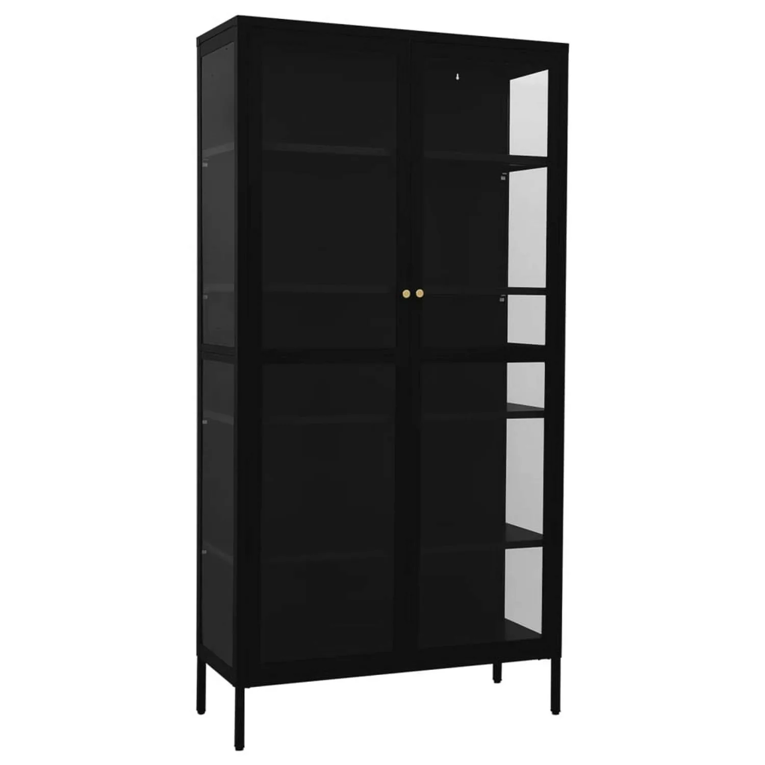 Vitrine Schwarz 90x40x180 Cm Stahl Und Gehertetes Glas günstig online kaufen