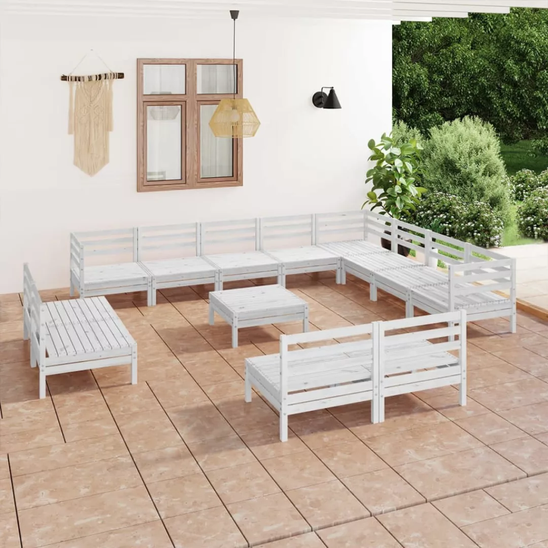 13-tlg. Garten-lounge-set Massivholz Kiefer Weiß günstig online kaufen