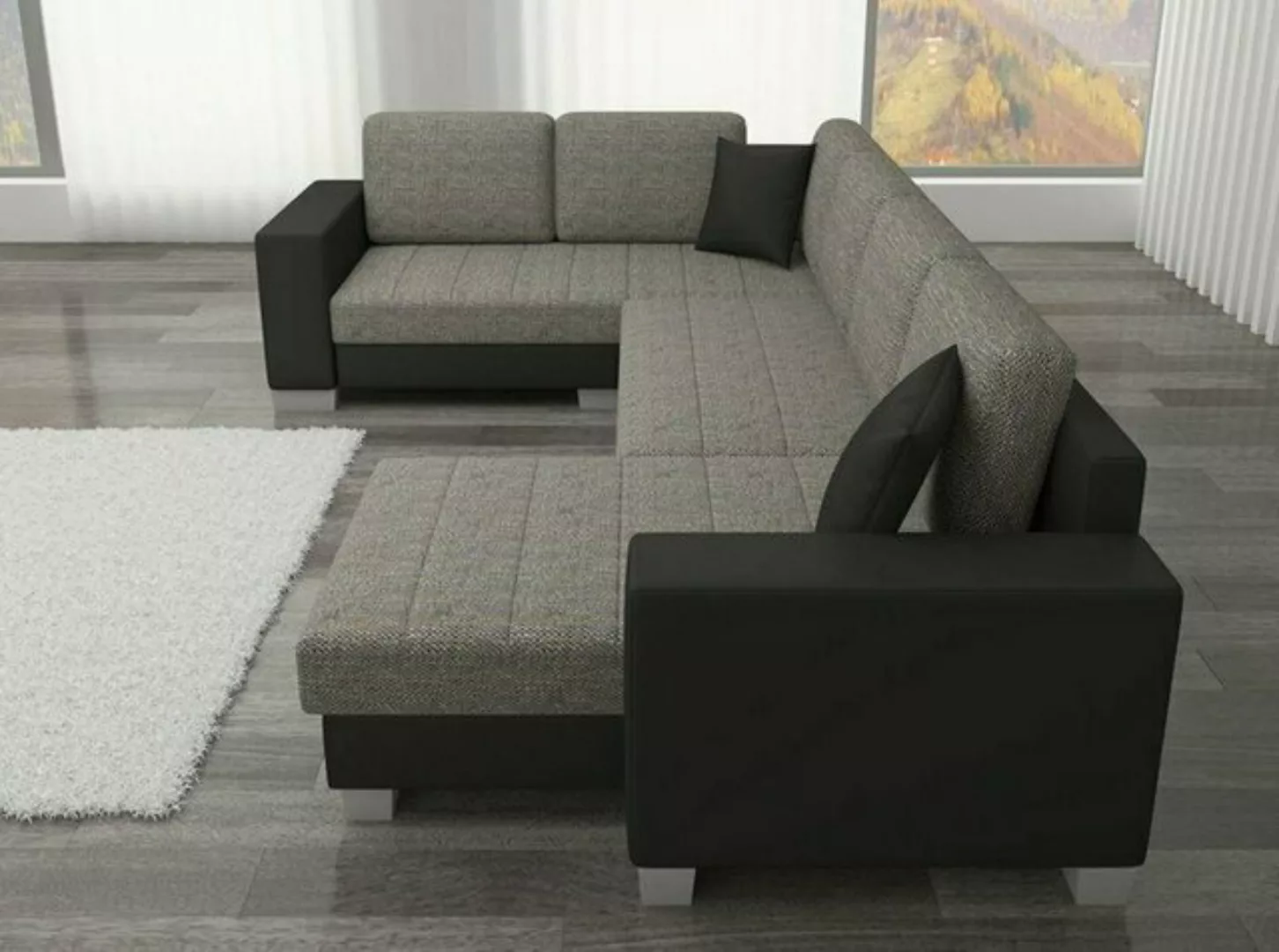 JVmoebel Ecksofa Design Ecksofa Schlafsofa Bettfunktion Couch Leder Polster günstig online kaufen