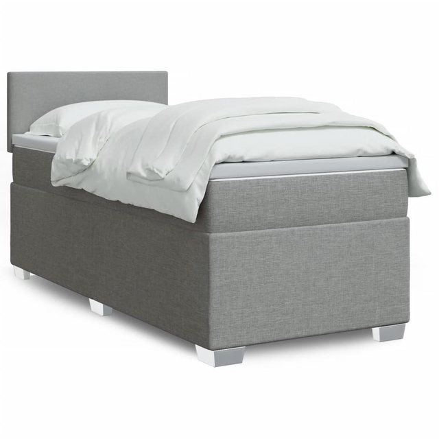 furnicato Bettgestell Boxspringbett mit Matratze Hellgrau 90x190 cm Stoff günstig online kaufen