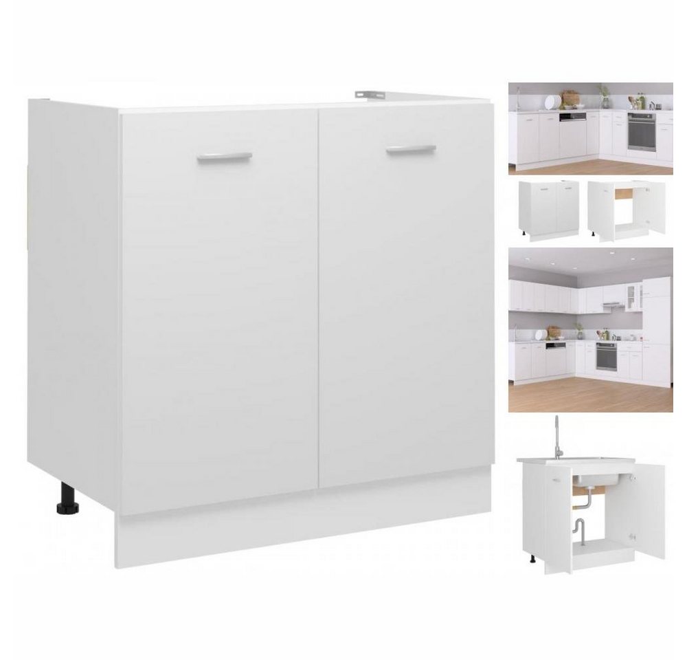 vidaXL Unterschrank Spülenunterschrank Weiß 80x46x81,5 cm Spanplatte günstig online kaufen