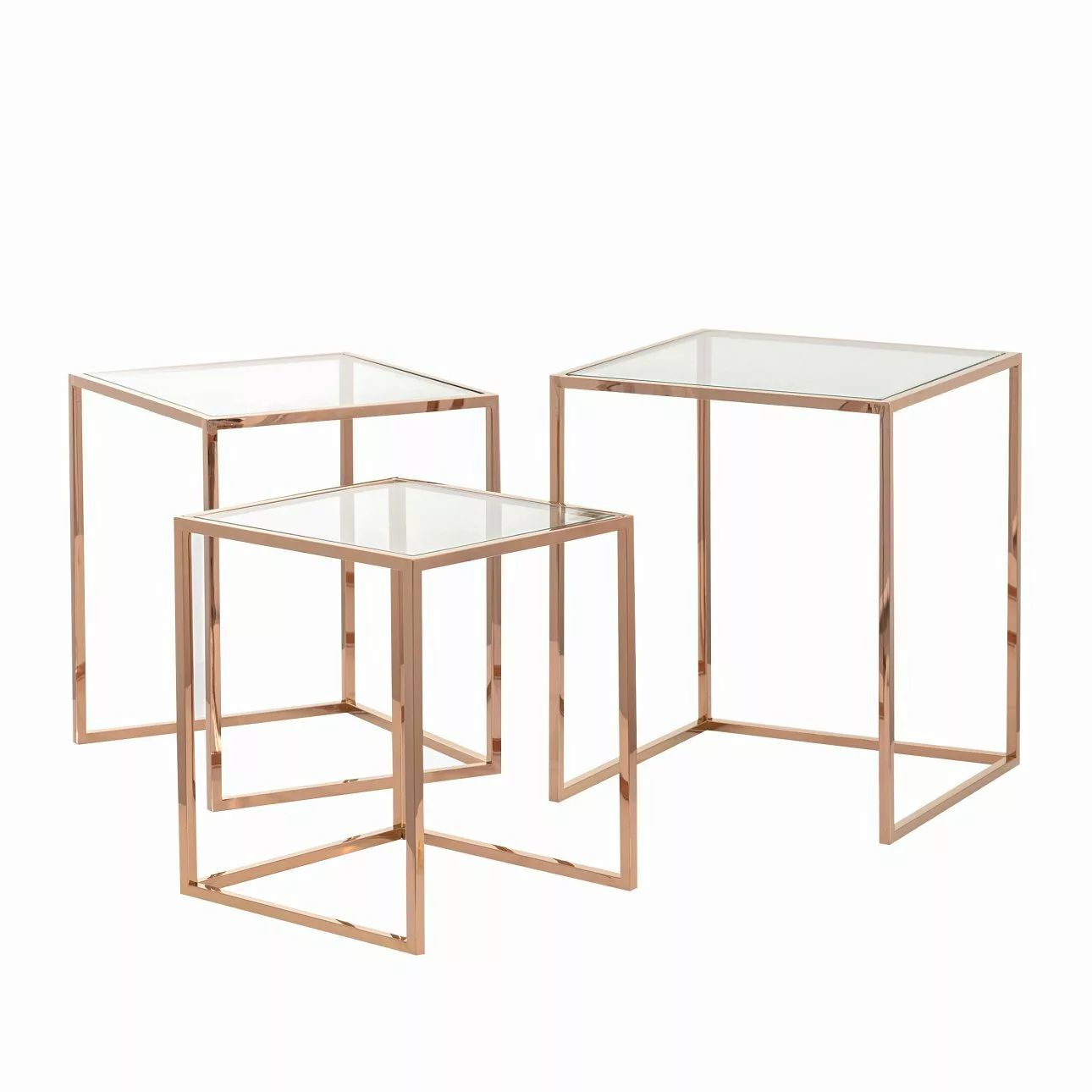 3-er Set von Beistelltischen Rush rose gold, 45 x 45 x 58 cm günstig online kaufen