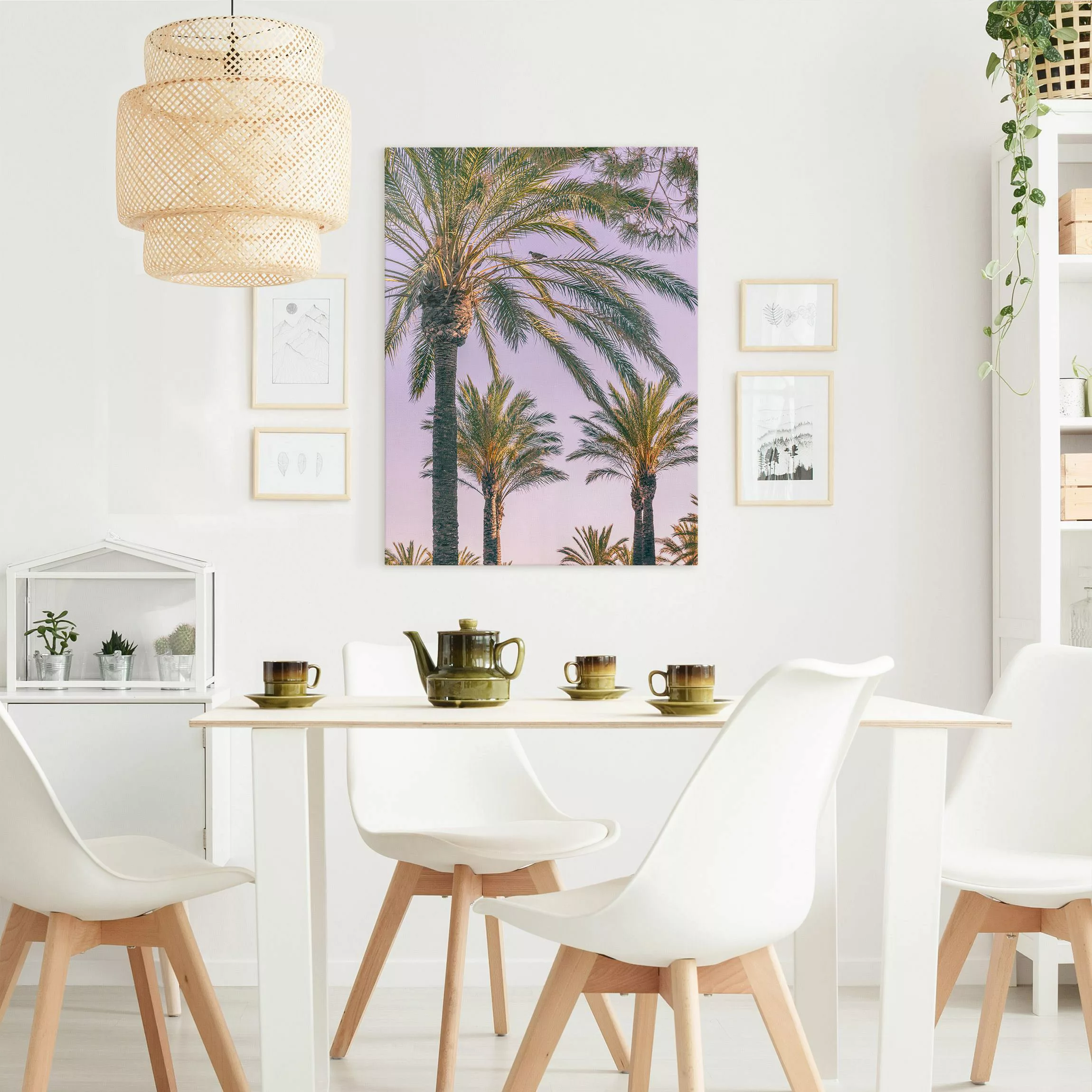 Leinwandbild Palmen im Sonnenuntergang günstig online kaufen
