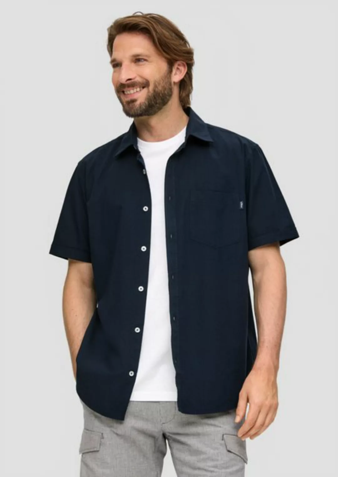 s.Oliver Kurzarmhemd Baumwollhemd mit Musterstruktur günstig online kaufen