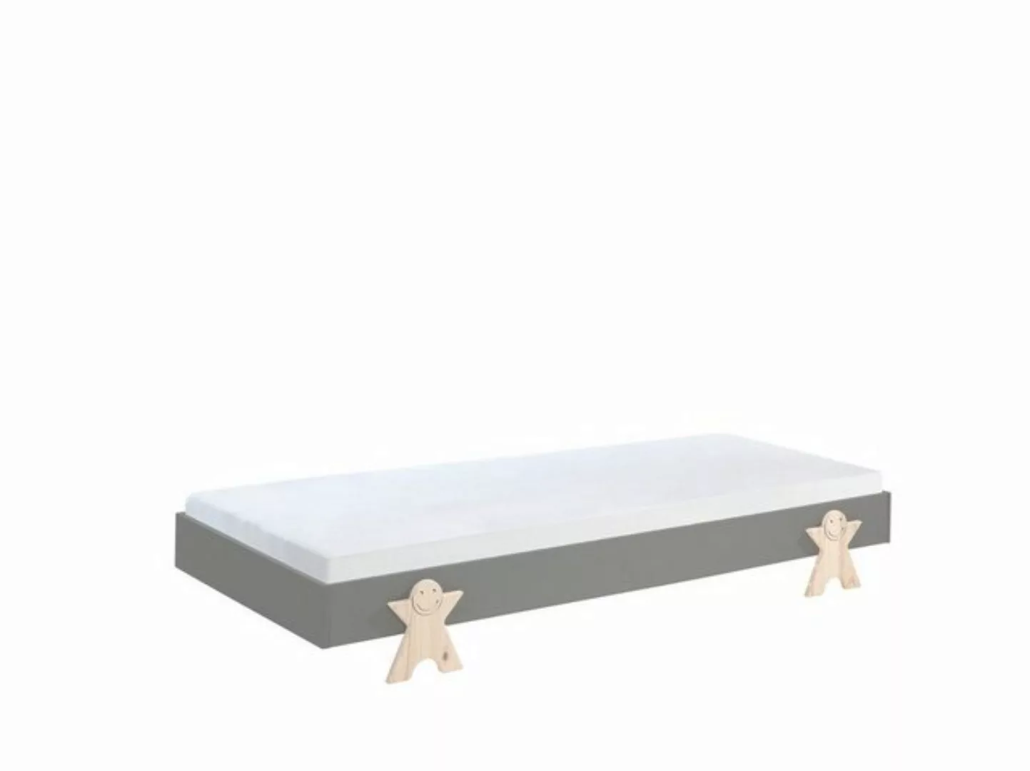 Natur24 Kinderbett Einzelbett/Stapelbett Two Modulo 90x200cm MDF Grau günstig online kaufen