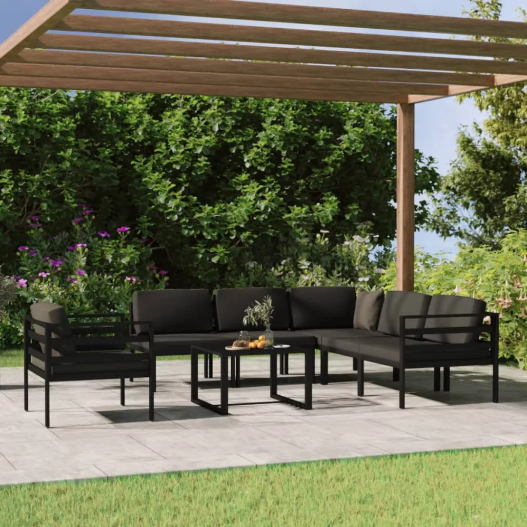 Vidaxl 7-tlg. Garten-lounge-set Mit Kissen Aluminium Anthrazit günstig online kaufen