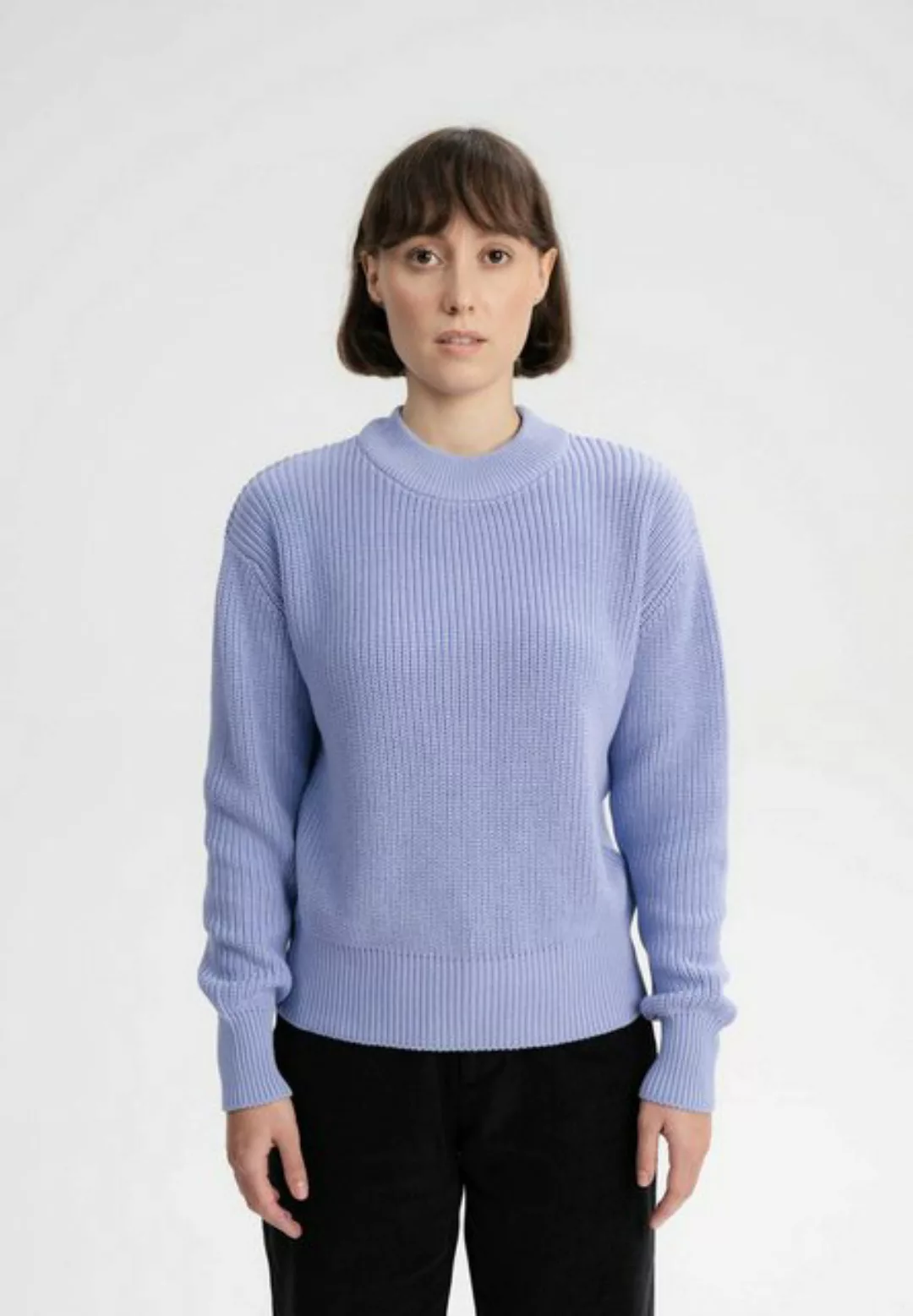 MELA Strickpullover Rippstrick Pullover MANIKA Fein gerippter Kragen günstig online kaufen