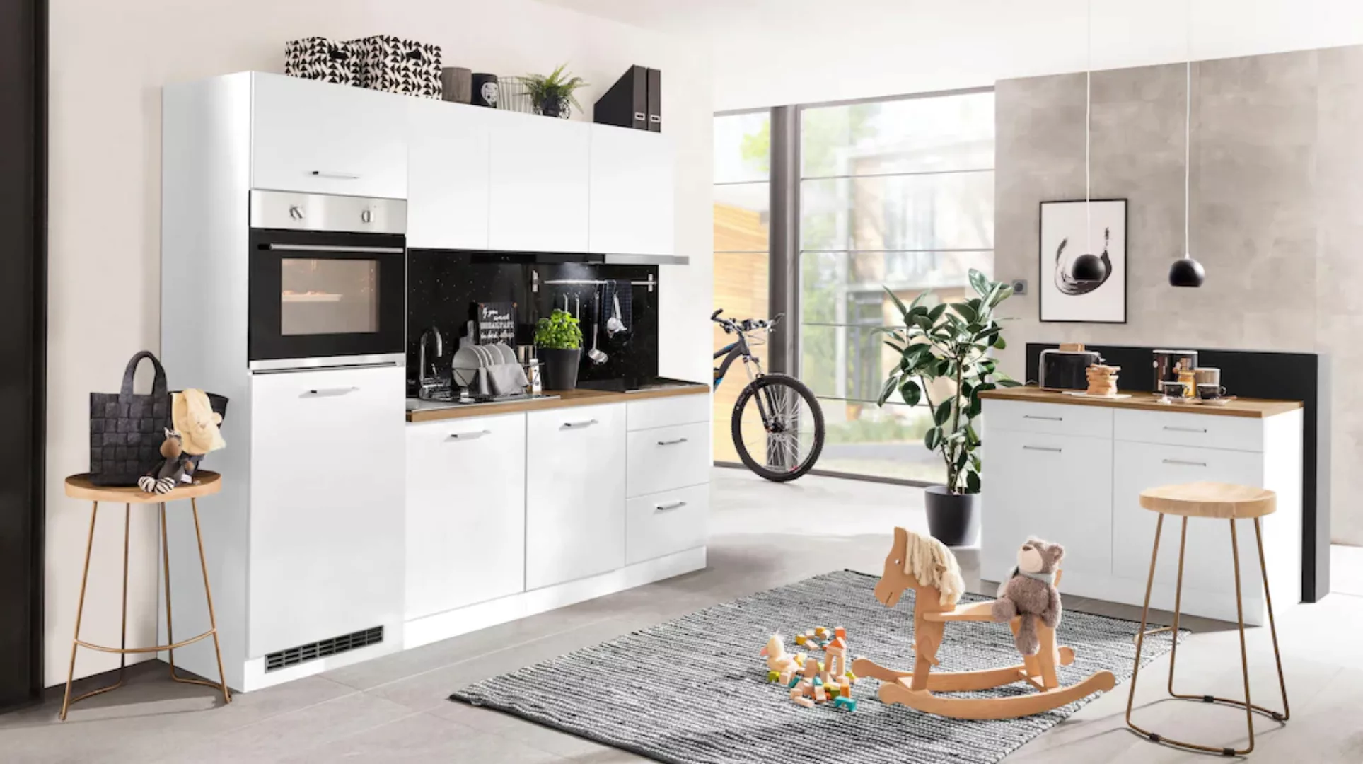 HELD MÖBEL Küchenzeile "Kehl", mit E-Geräten, Breite 240 cm, inkl. Kühlschr günstig online kaufen