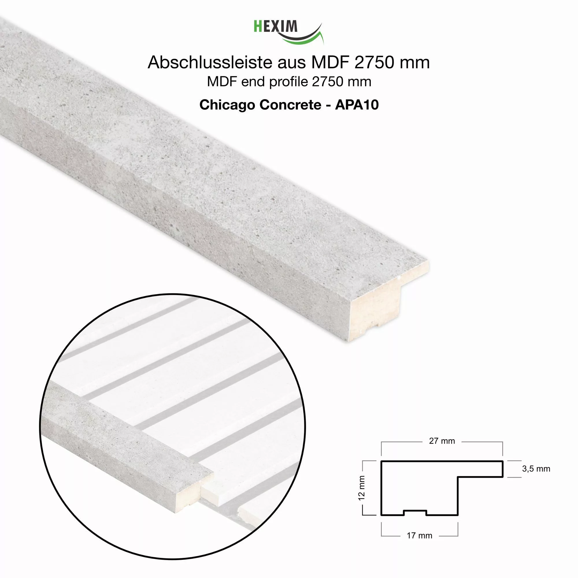Hexim Wanddekoobjekt APA10 (Abschlussleiste 275x2,7cm passend günstig online kaufen