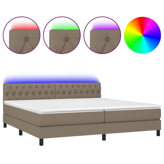 vidaXL Bettgestell Boxspringbett mit Matratze LED Taupe 200x200 cm Stoff Be günstig online kaufen