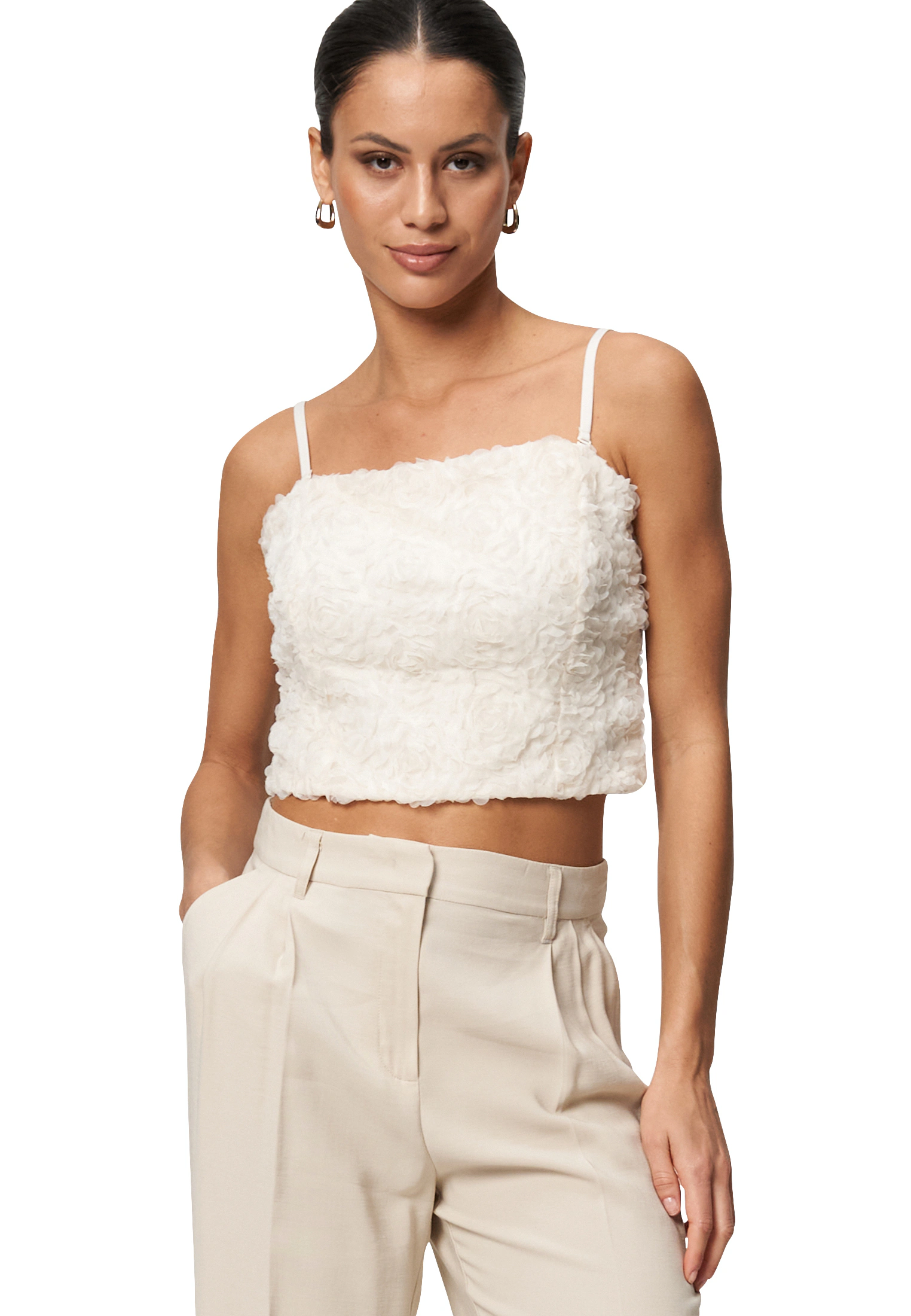 Zero Blusentop "zero Damen Top mit 3D Blumen" günstig online kaufen