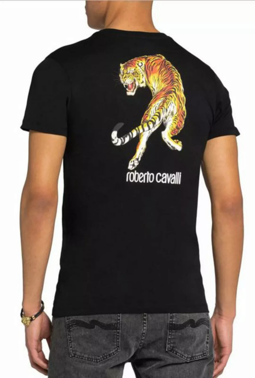 roberto cavalli T-Shirt Firenze Tiger Logo Print Slim Fit RC-Monogramm und günstig online kaufen