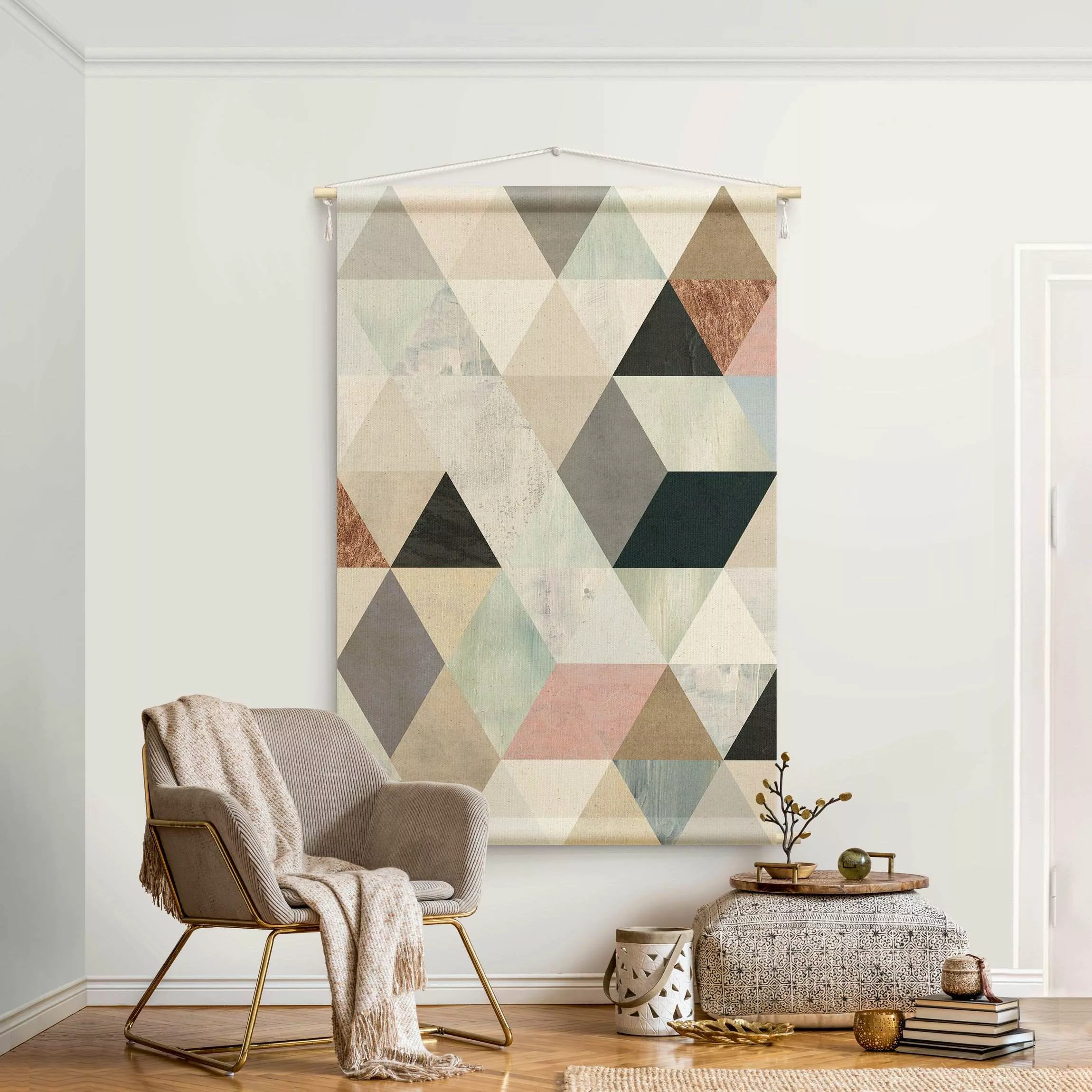 Wandteppich Aquarell-Mosaik mit Dreiecken I günstig online kaufen