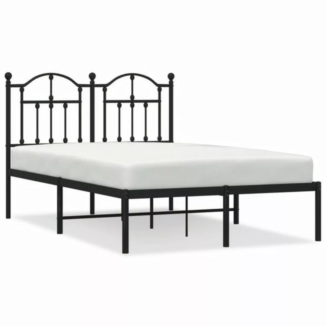 vidaXL Bettgestell Bettrahmen mit Kopfteil Metall Schwarz 120x190 cm Bett B günstig online kaufen