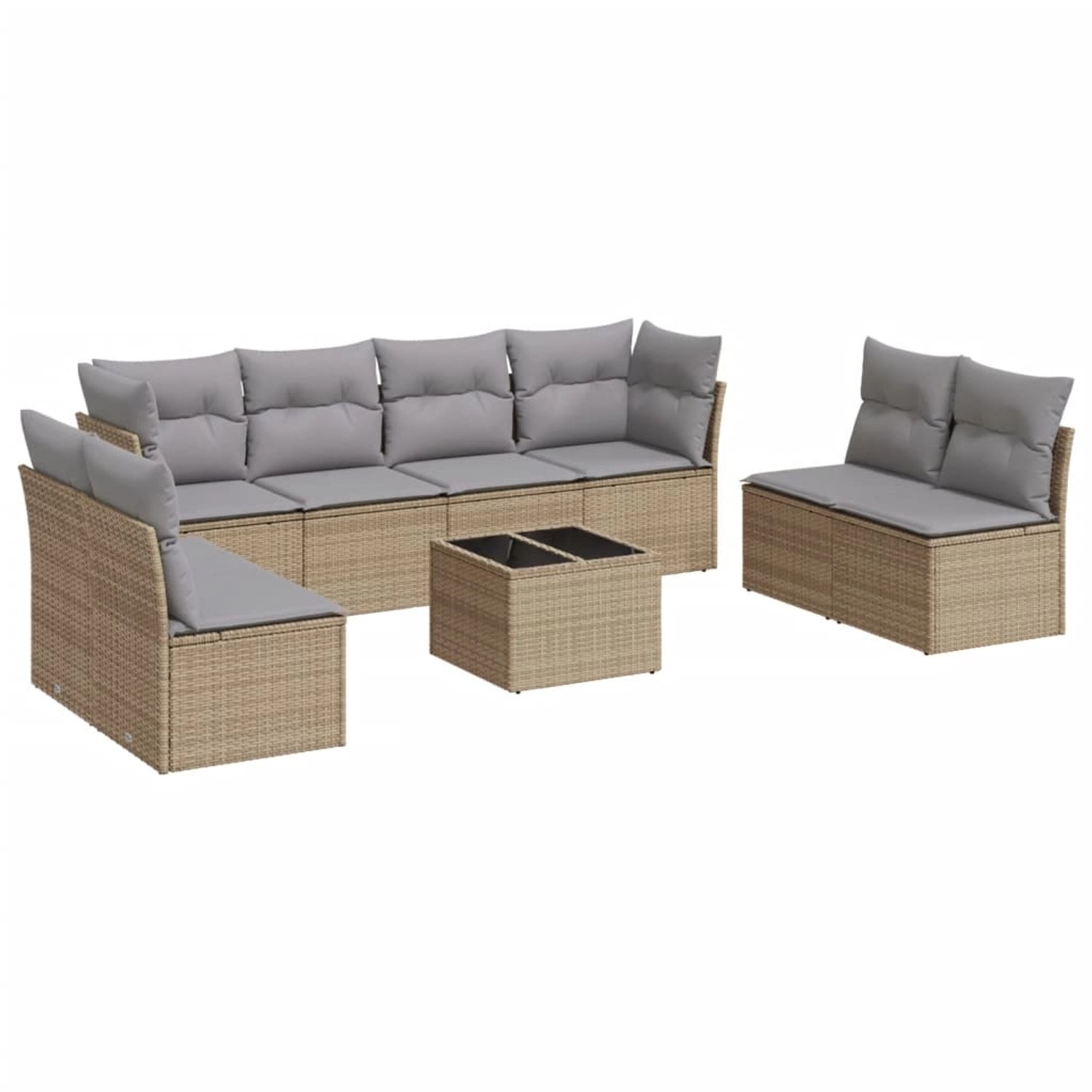vidaXL 9-Tlg Garten-Sofagarnitur mit Kissen Beige Poly Rattan 3217459 günstig online kaufen