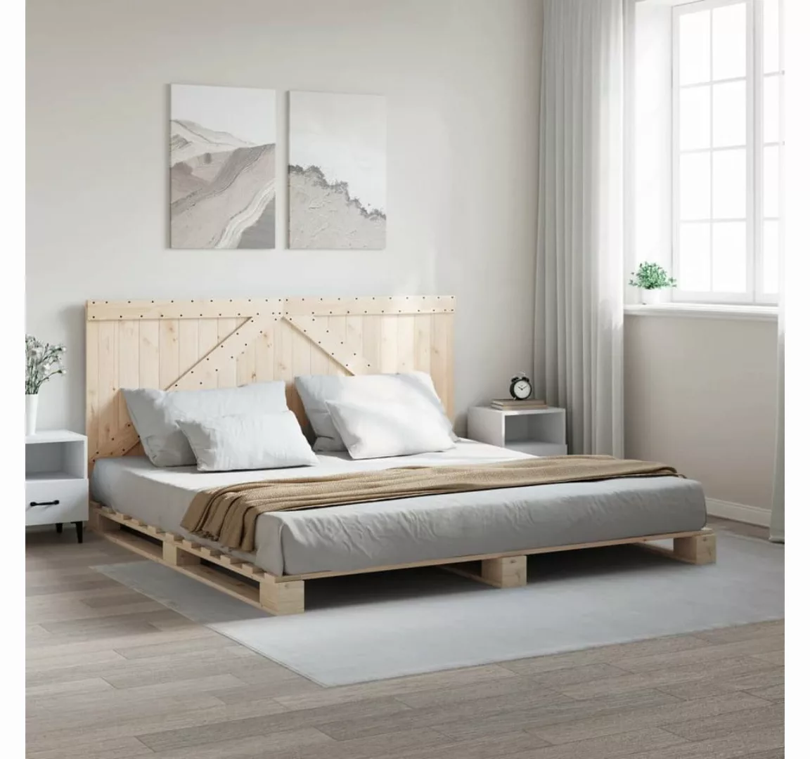 vidaXL Bett Massivholzbett mit Kopfteil 200x200 cm Kiefer günstig online kaufen