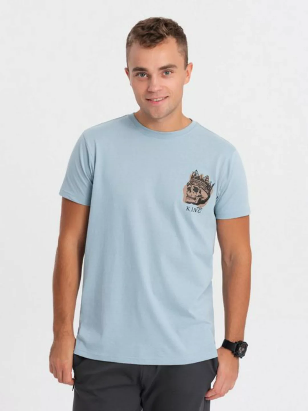 OMBRE T-Shirt Herren-T-Shirt aus Baumwolle mit Druck auf der Brust, Totenko günstig online kaufen