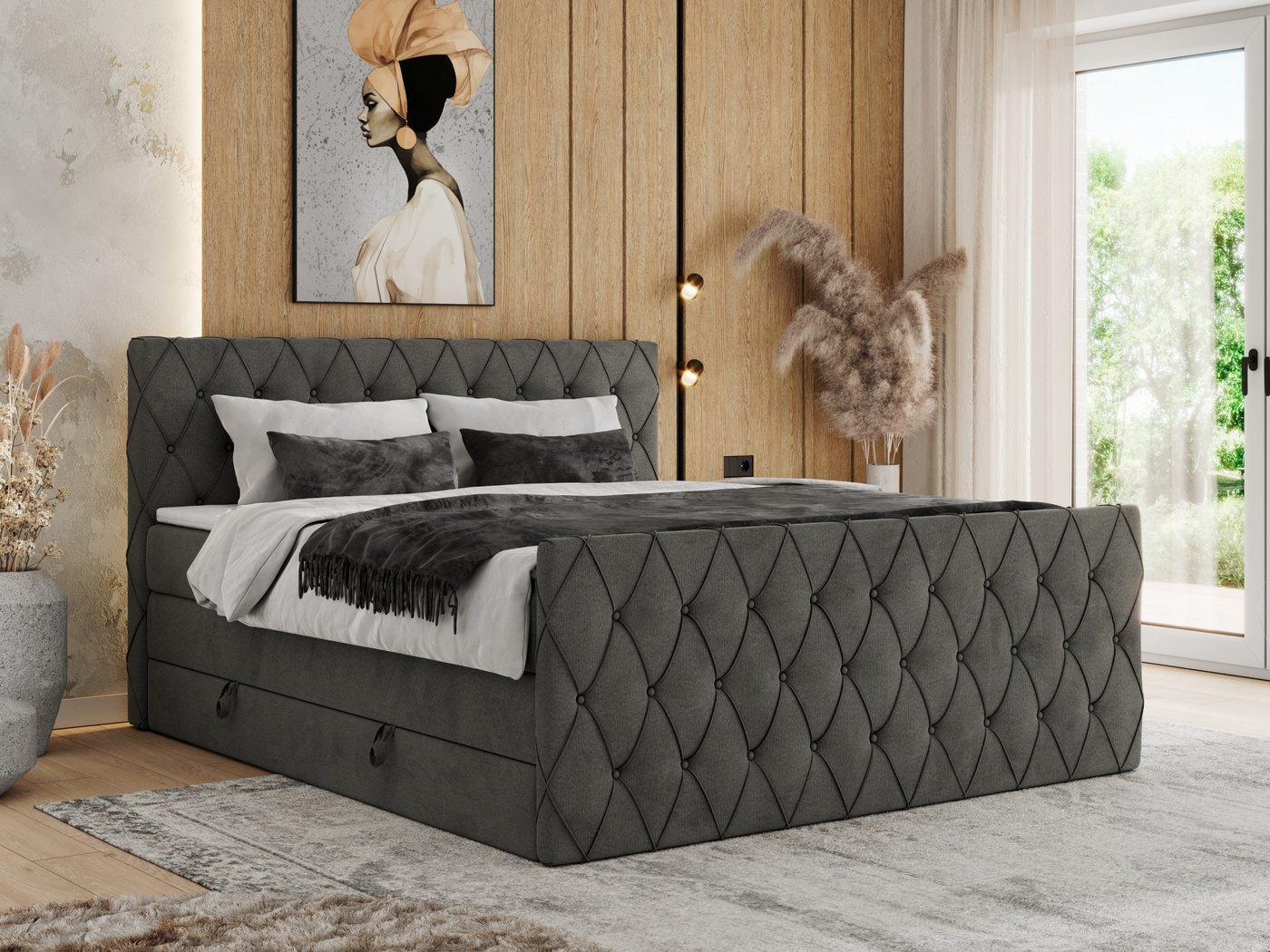 MKS MÖBEL Boxspringbett MIREN KING DUO (Set, Packung, Doppelbett, Kopfteil, günstig online kaufen