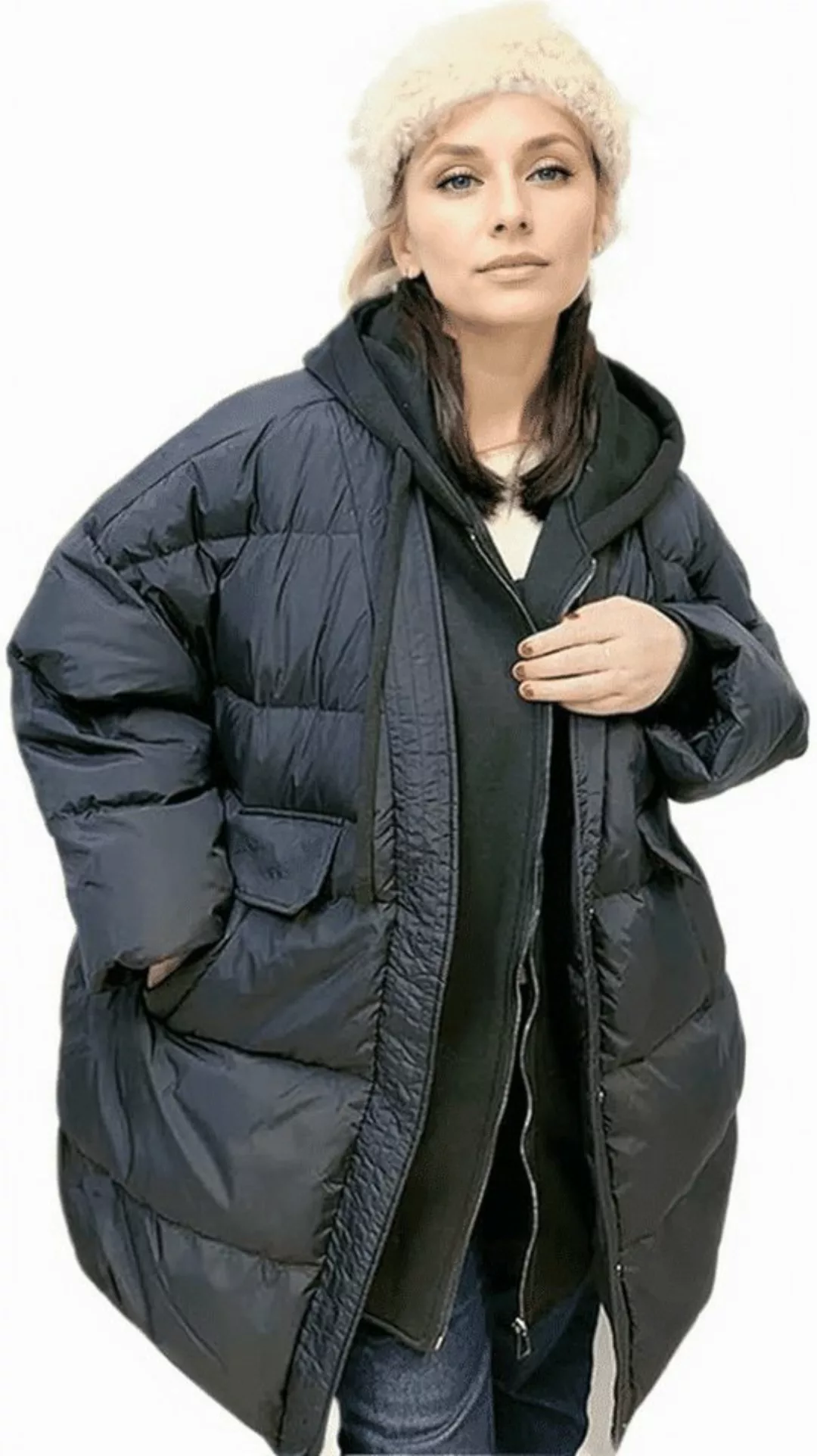 Nebelmeer Anorak Winter Kapuzenjacke imitierte zweiteilige Jacke mit Reißve günstig online kaufen