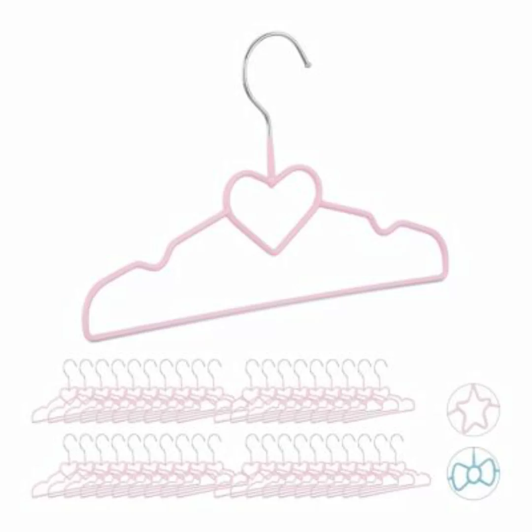 relaxdays 40 x Kinderkleiderbügel Herz rosa pink günstig online kaufen