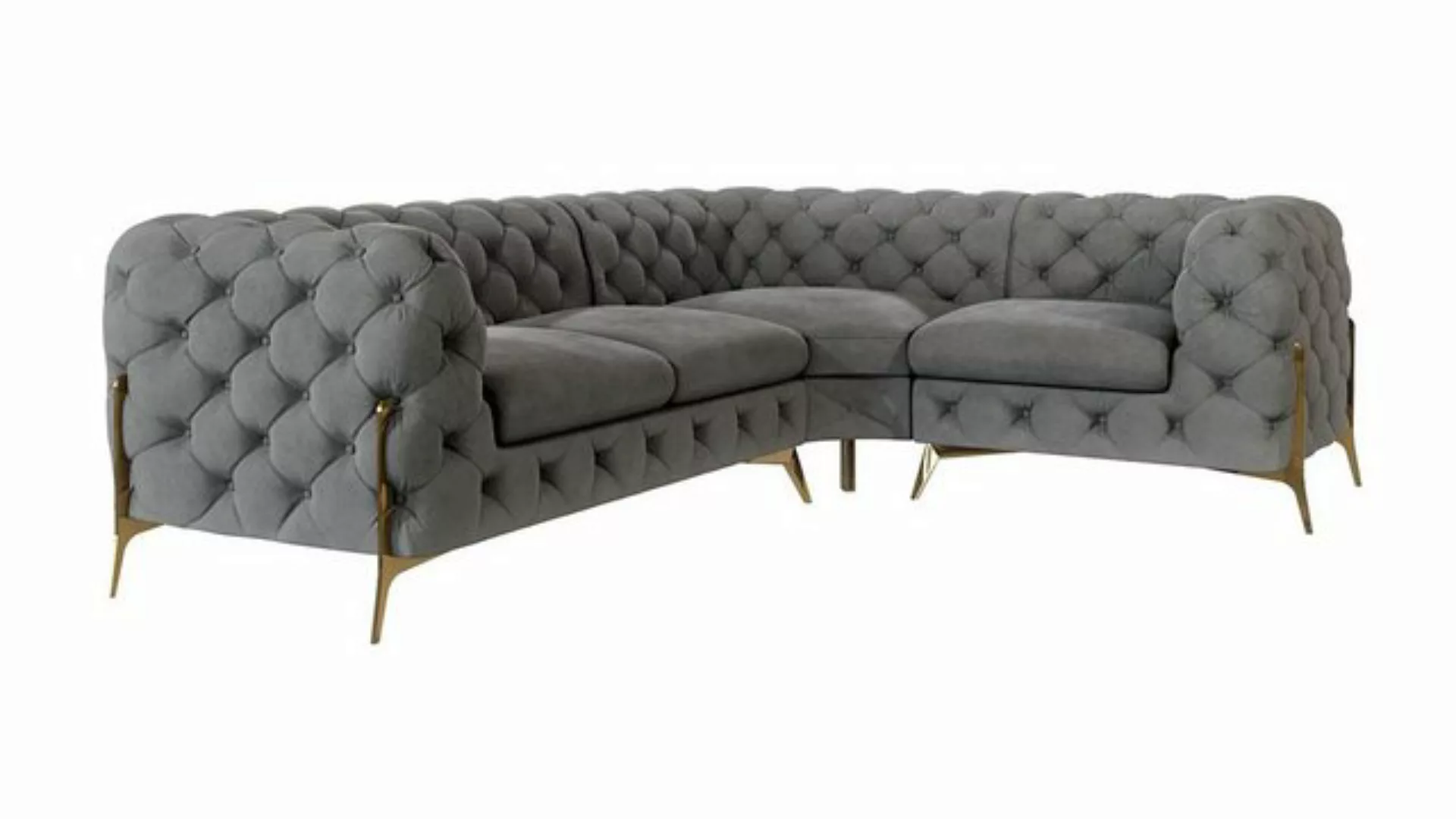 S-Style Möbel Ecksofa Chesterfield Ashley mit Goldene Metall Füßen, Die Eck günstig online kaufen