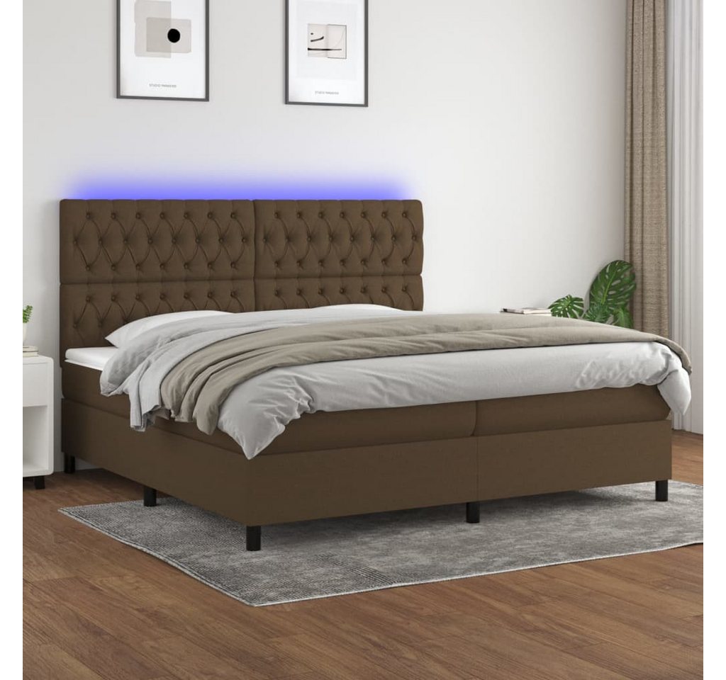 vidaXL Boxspringbett, Boxspringbett mit Matratze & LED Dunkelbraun 200x200 günstig online kaufen