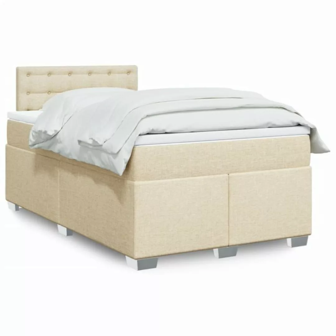 vidaXL Boxspringbett, Boxspringbett mit Matratze Creme 120x190 cm Stoff günstig online kaufen