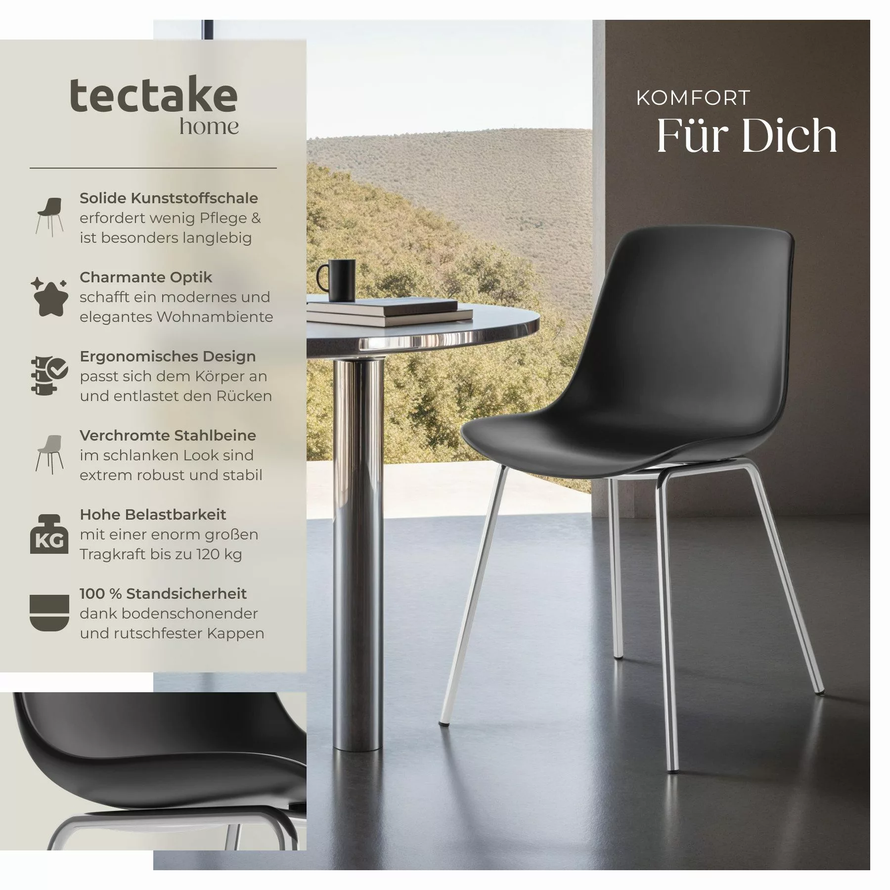 tectake Esszimmerstuhl Kunststoffstuhl (Set., 2 St), günstig online kaufen