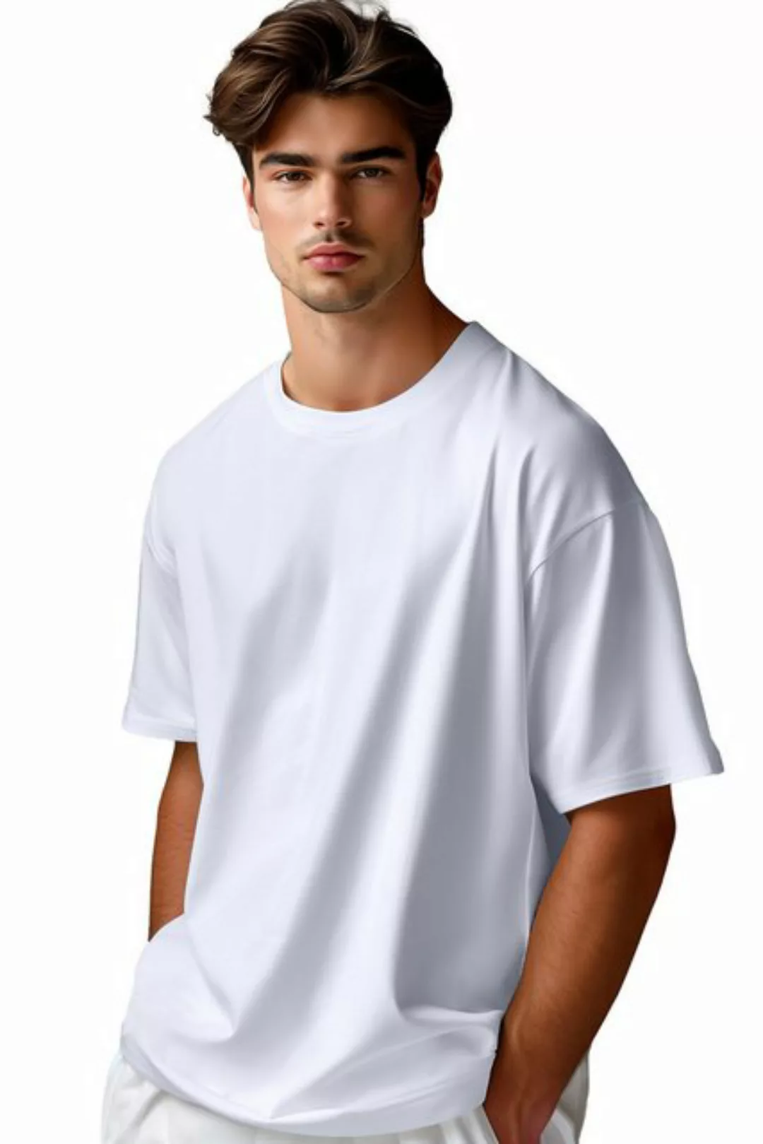 Reichstadt Oversize-Shirt Casual T-Shirt 24RS058 White XXL in kräftigen Far günstig online kaufen