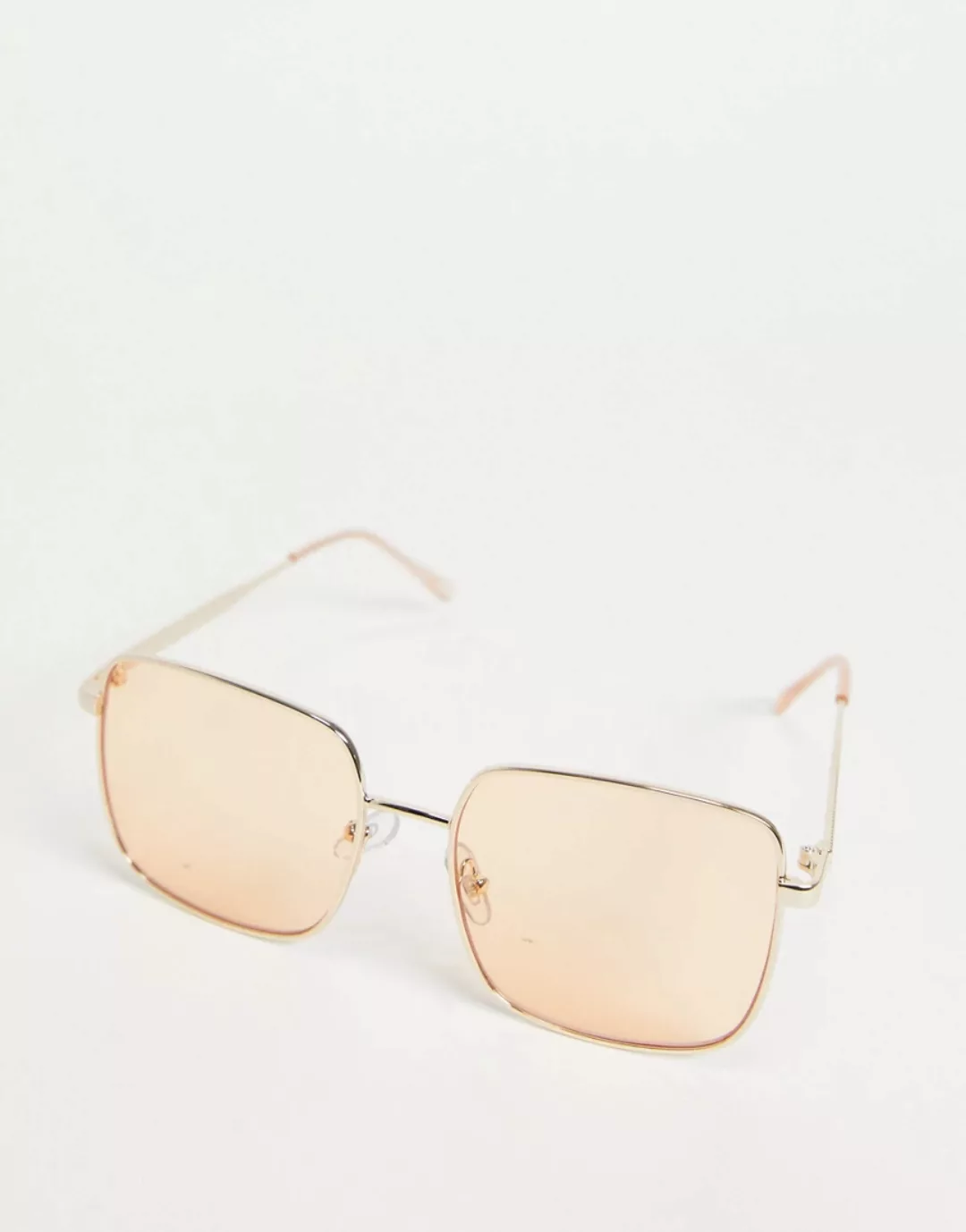 Monki – Chleo – Oversize-Sonnenbrille mit pfirsichfarbenem Drahtgestell-Ora günstig online kaufen