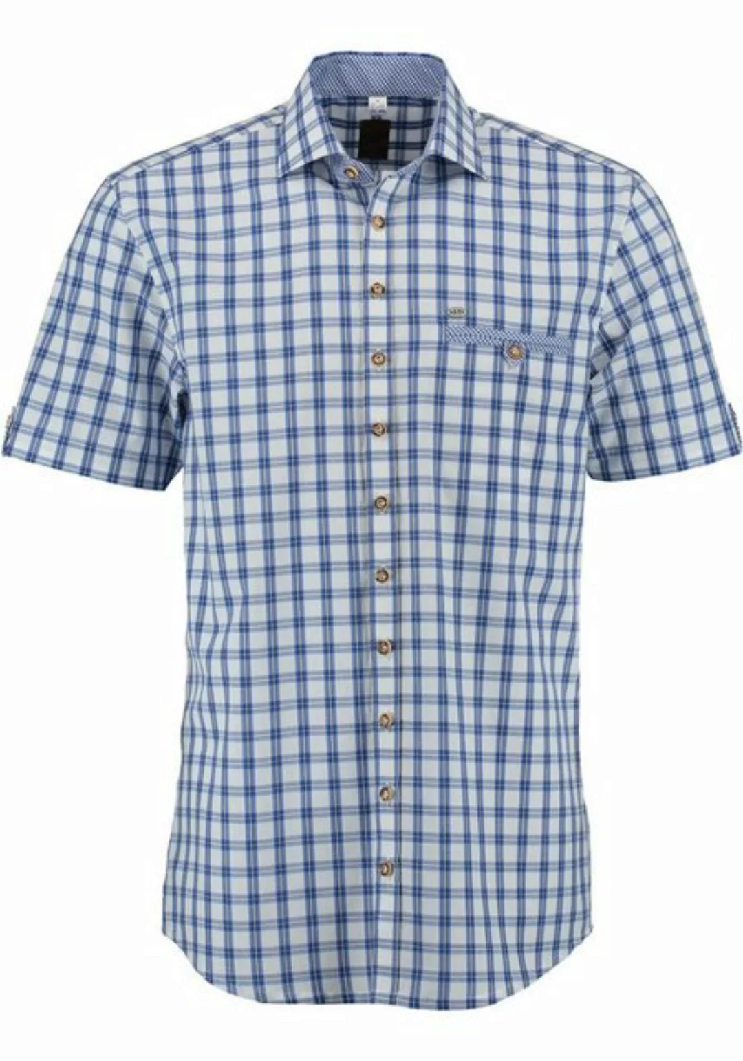 OS-Trachten Trachtenhemd Itunon Herren Kurzarmhemd mit aufgesetzter Brustta günstig online kaufen