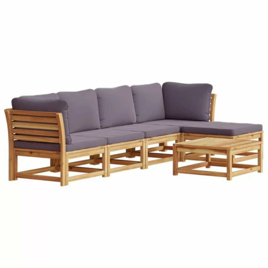 vidaXL Sofaelement 6-tlg. Garten-Lounge-Set mit Kissen Massivholz Akazie (1 günstig online kaufen