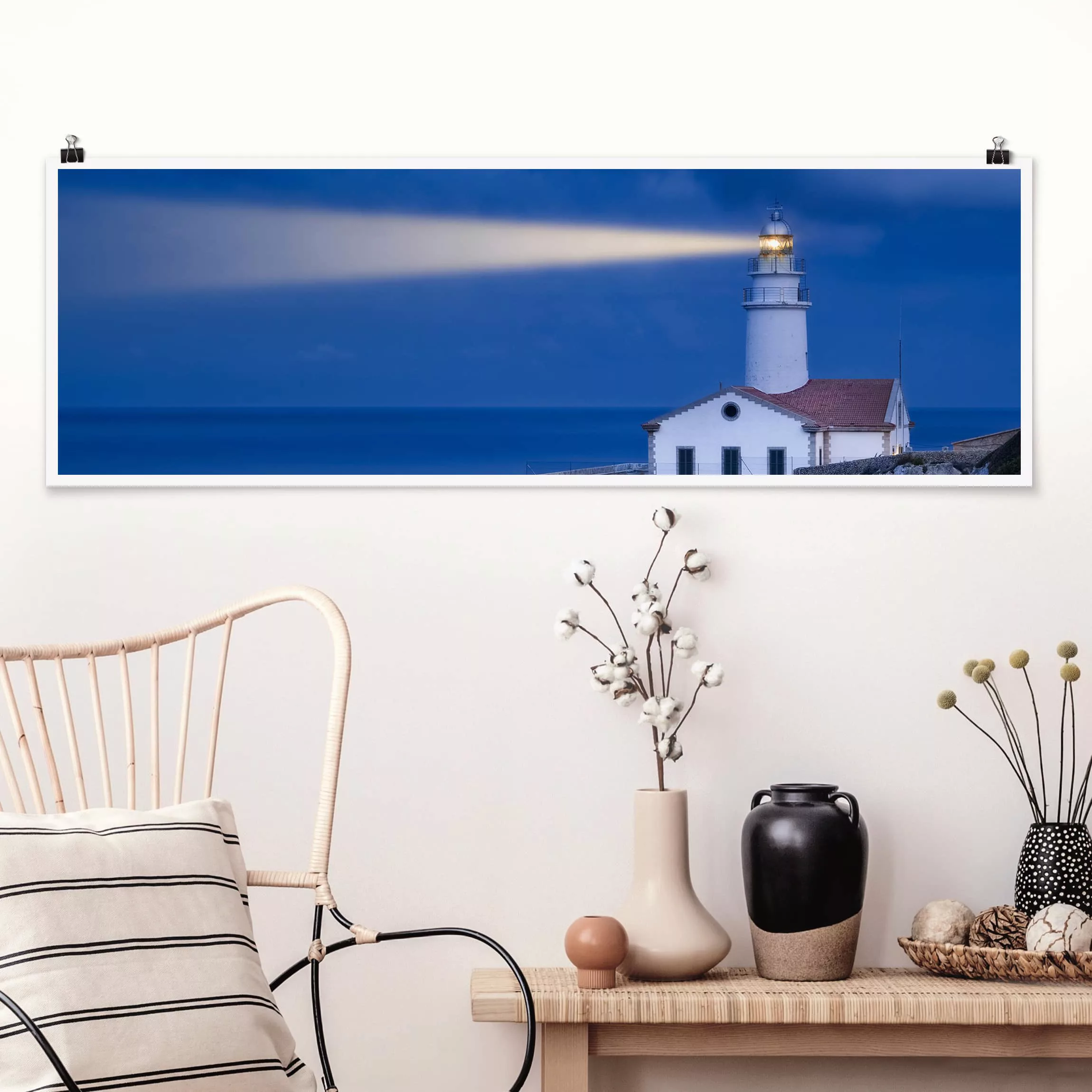 Panorama Poster Strand Lighthouse At Far De Capdepera günstig online kaufen