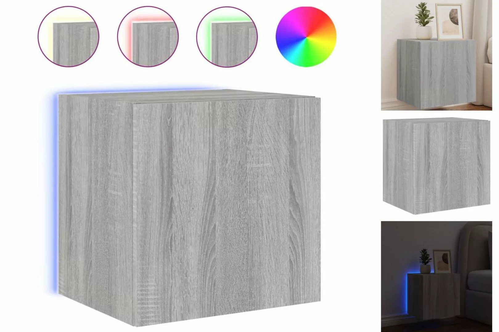 vidaXL Hängeschrank Hängeschrank Wandschrank mit LED Leuchten Braun Eichen- günstig online kaufen