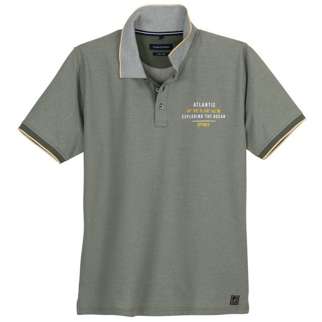 CASAMODA Poloshirt Große Größen Herren Poloshirt Brust-Print salbeigrün mel günstig online kaufen