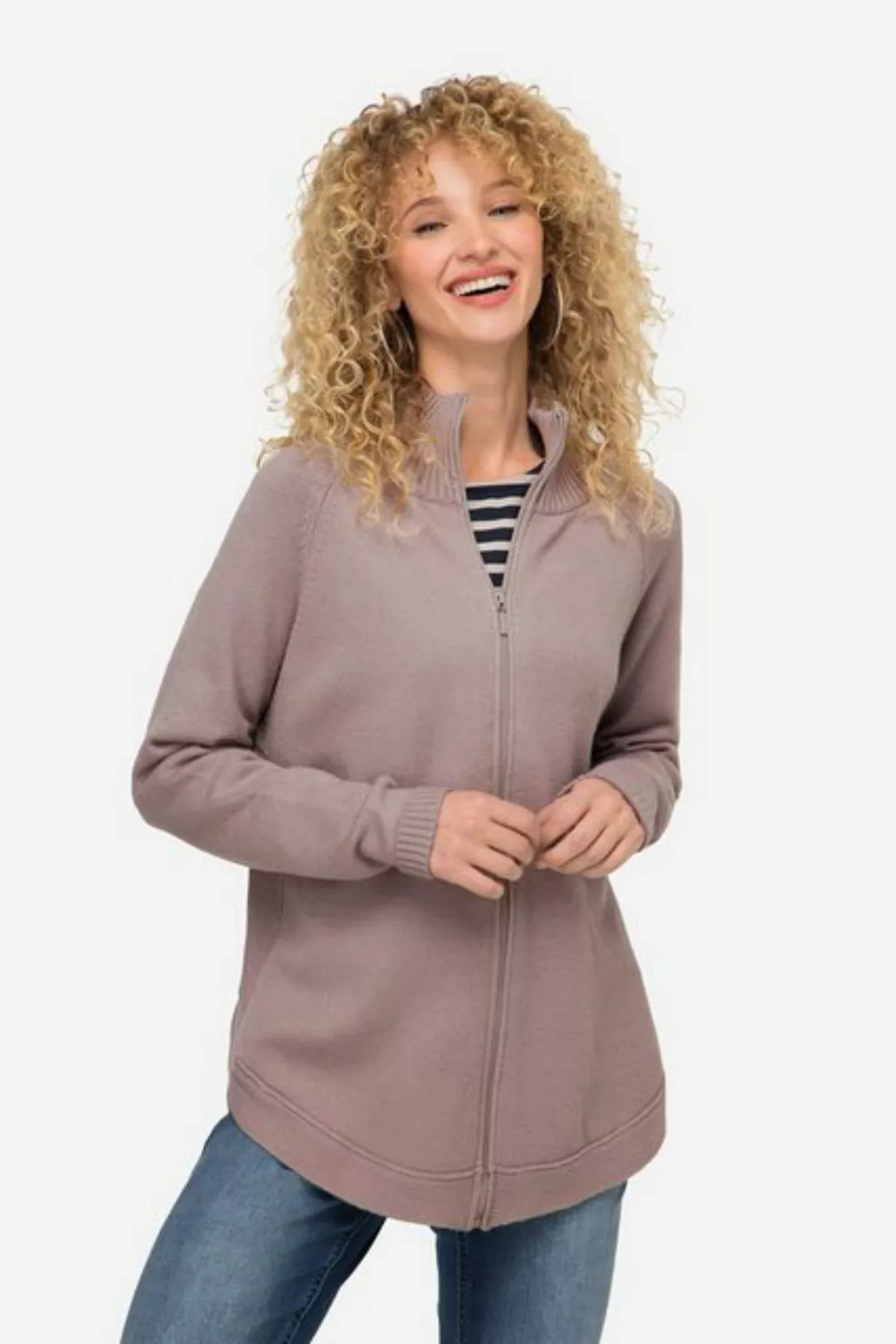 Laurasøn Strickjacke Strickjacke Stehkragen Zipper Seitenschlitze günstig online kaufen