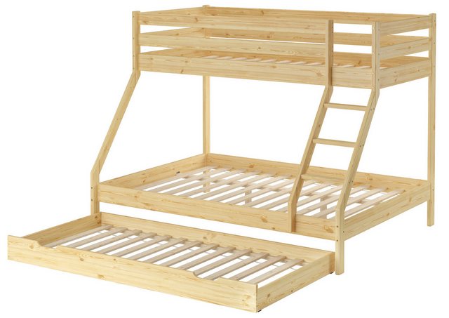 ERST-HOLZ Etagenbett Doppel-Etagenbett 90x200 u. 140/200 Kiefer natur - Zub günstig online kaufen