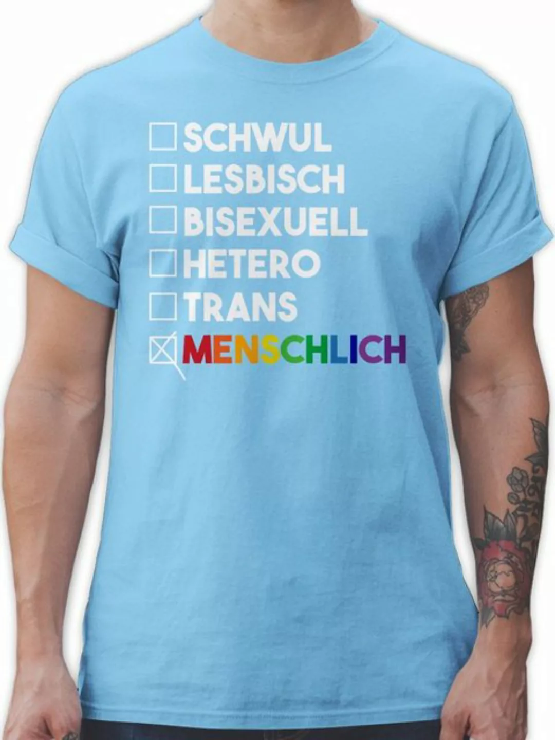 Shirtracer T-Shirt Menschlich - Deine Wahl - Pride - Regenbogen - weiß LGBT günstig online kaufen
