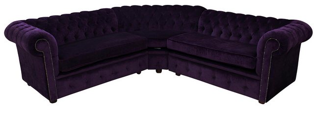 Xlmoebel Ecksofa Lila Luxus Chesterfield Ecksofa Polstermöbel Set aus Stoff günstig online kaufen