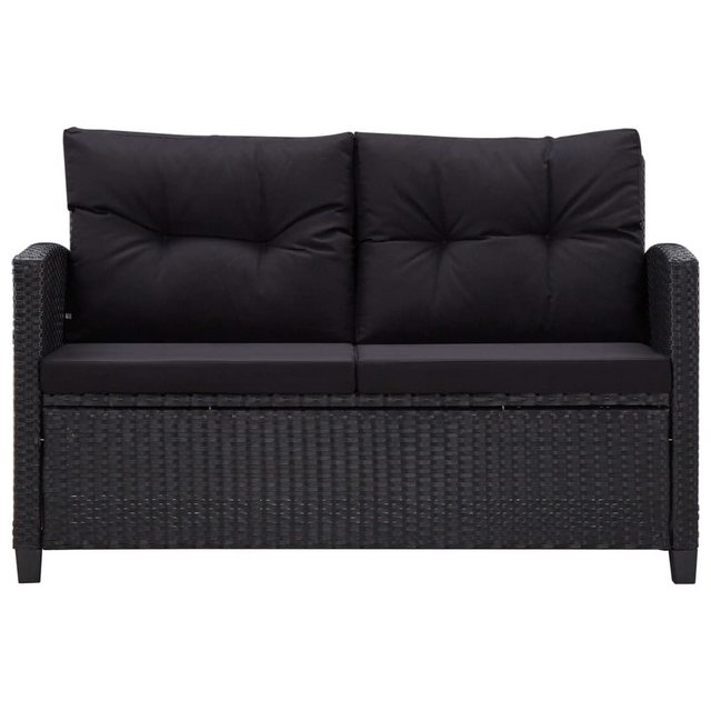 2-sitzer-gartensofa Mit Kissen Schwarz 124 Cm Poly Rattan günstig online kaufen