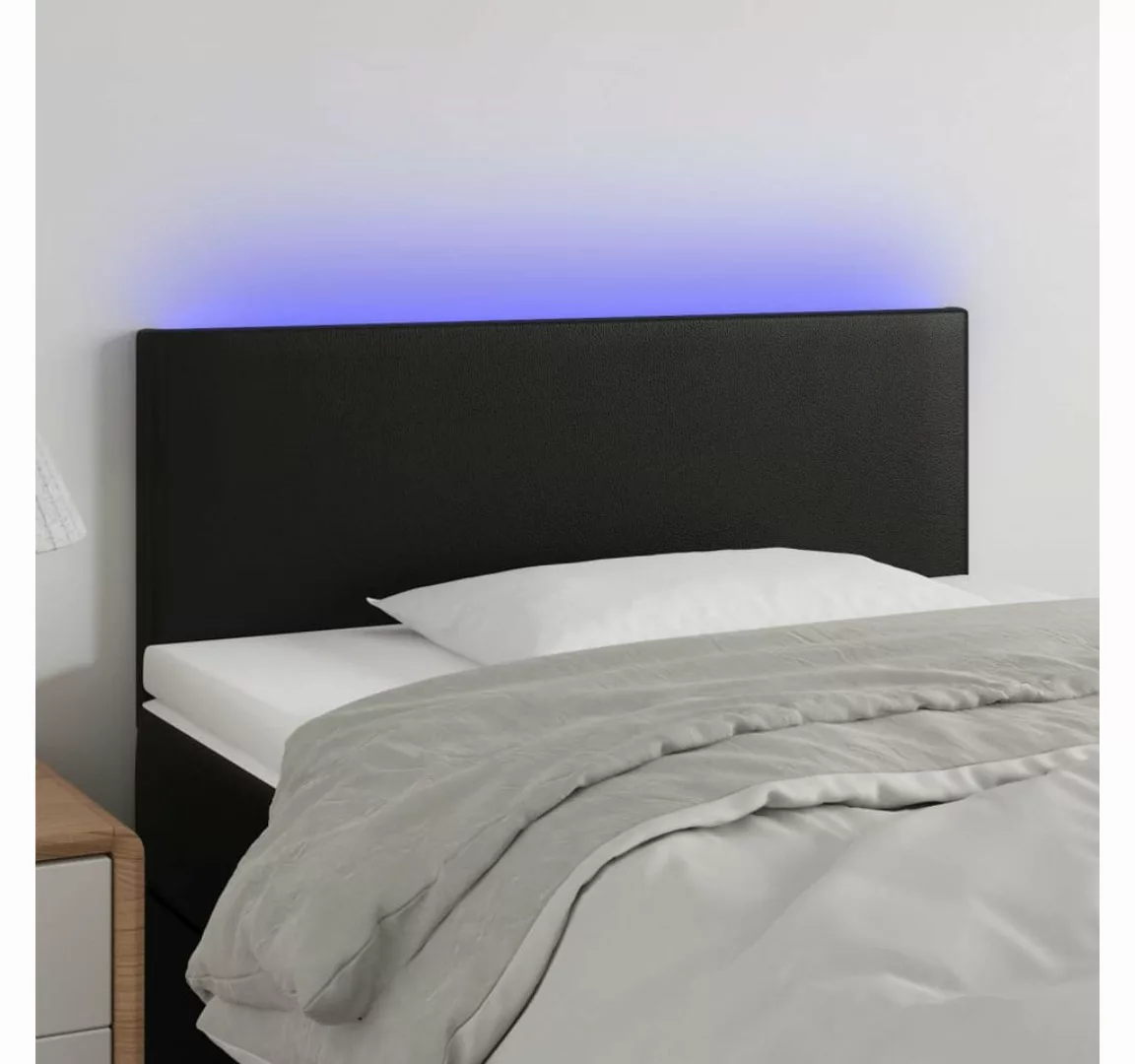 vidaXL Bett, LED Kopfteil Schwarz 80x5x78/88 cm Kunstleder günstig online kaufen