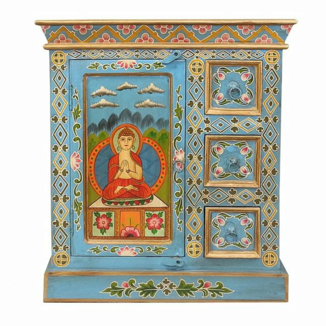 Oriental Galerie Mehrzweckschrank Tibet Wandschrank Sherab Blau 69 cm günstig online kaufen