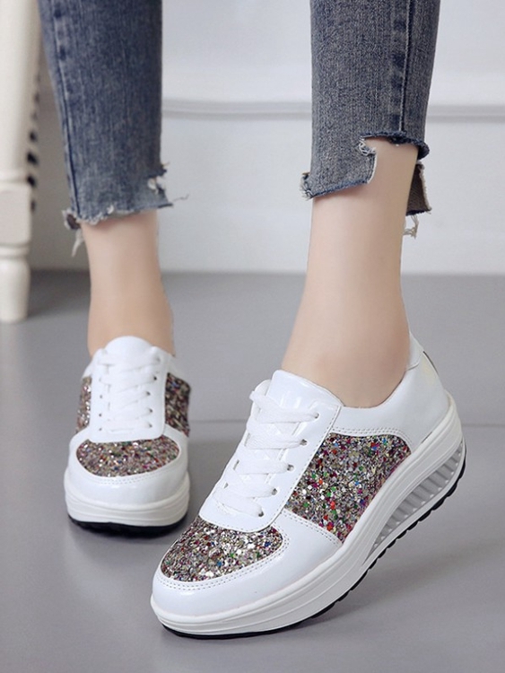 Pailletten Wedges Sports Sneakers günstig online kaufen