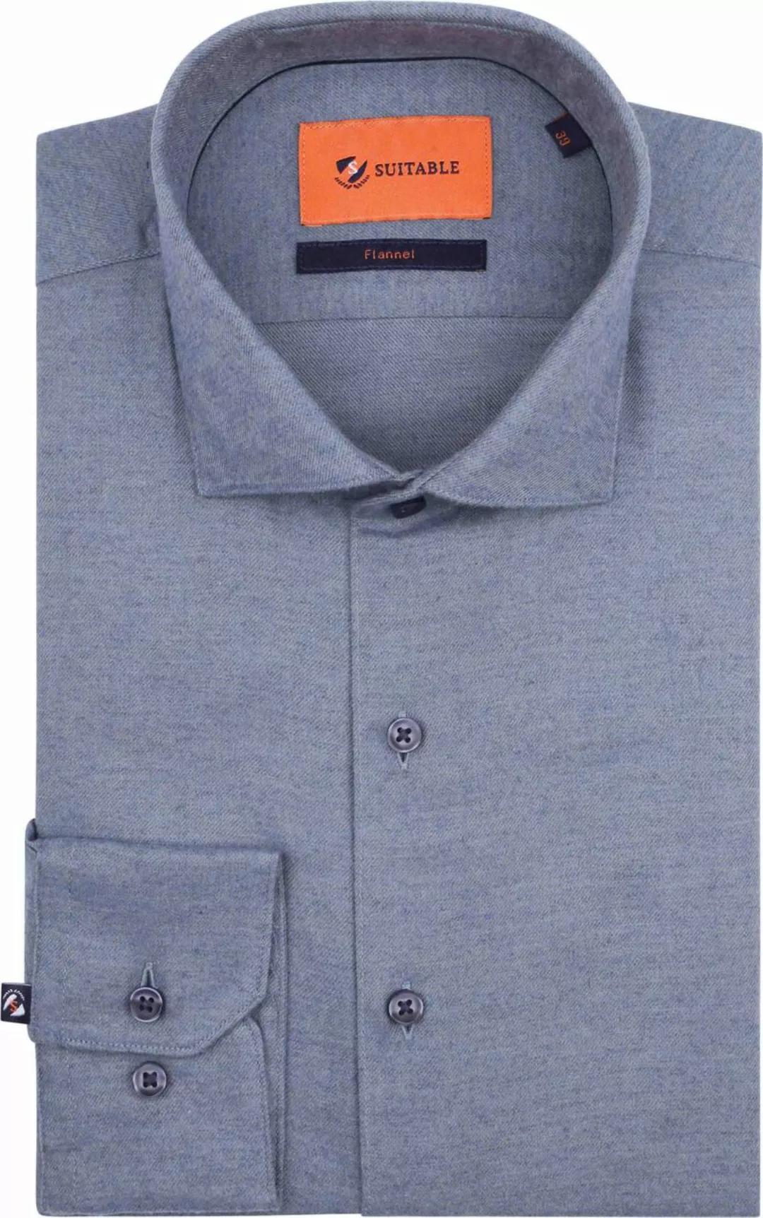 Suitable Hemd Widespread Flanel Blau - Größe 40 günstig online kaufen