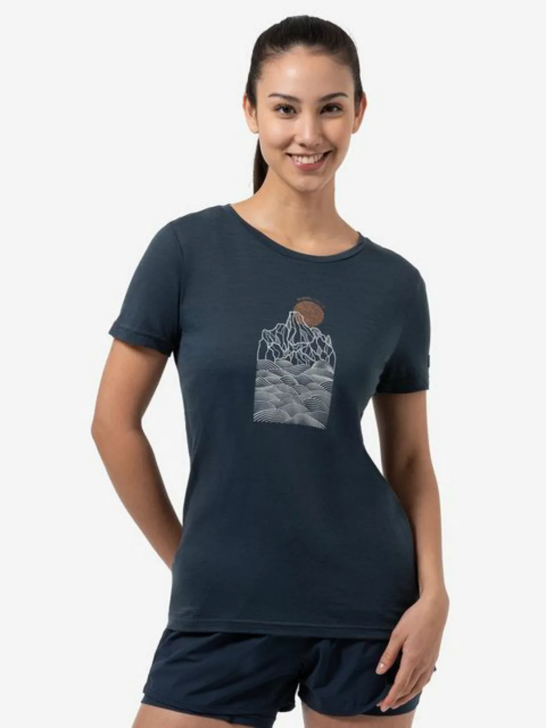 SUPER.NATURAL T-Shirt für Damen, Merino PREIKESTOLEN CLIFFS Berg Motiv, cas günstig online kaufen