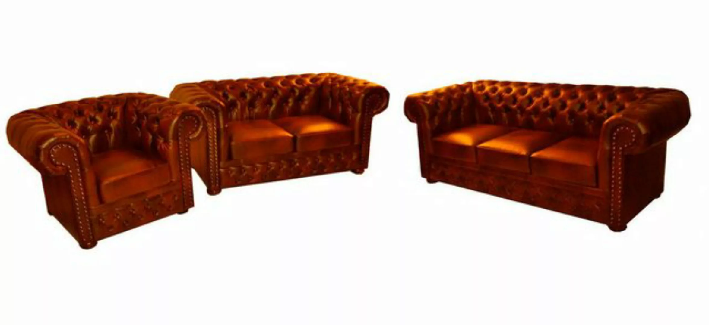 Xlmoebel Sofa Ledersofa Set in Chesterfield-Stil mit Couch und Polsterung, günstig online kaufen