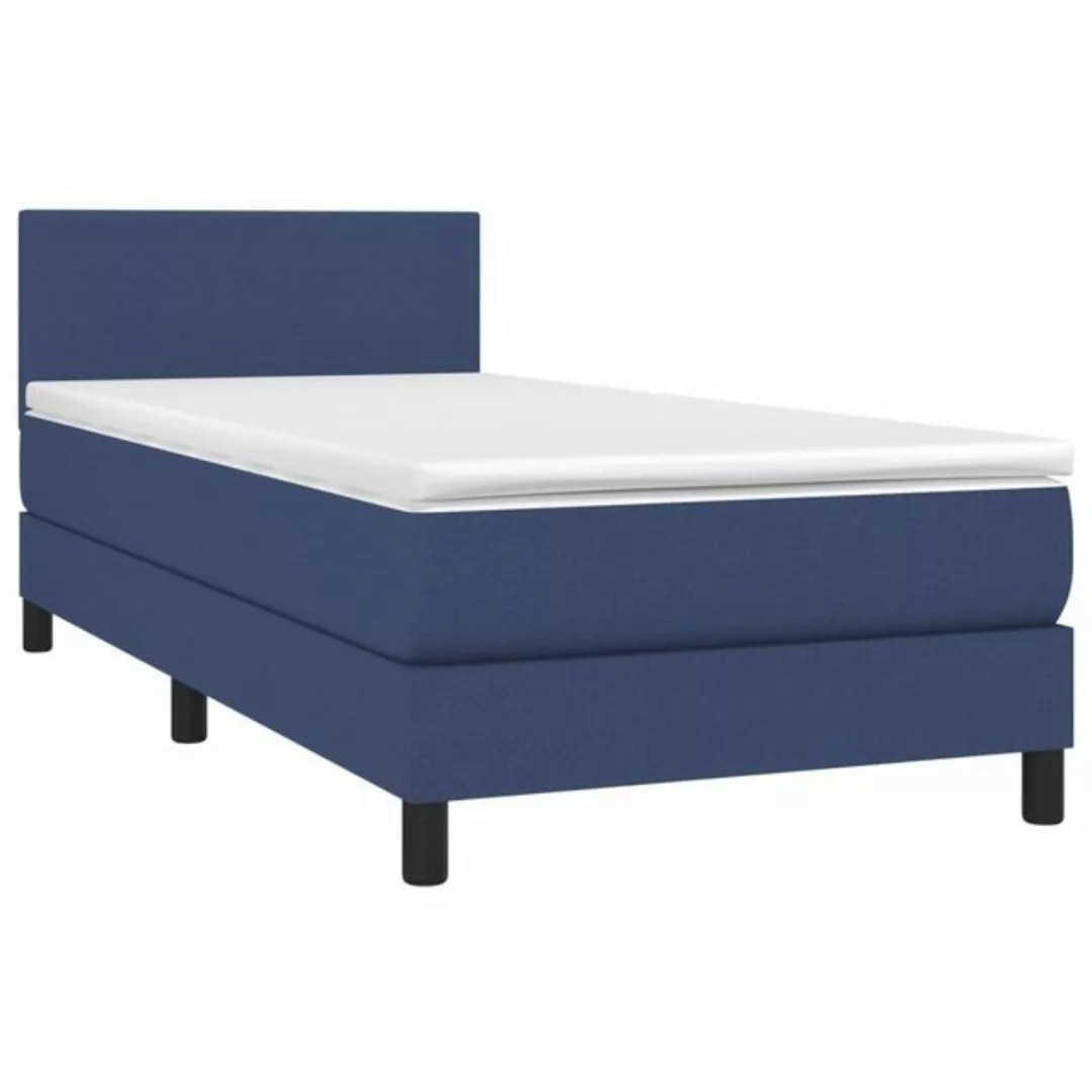 vidaXL Bett Boxspringbett mit Matratze Blau 90x200 cm Stoff günstig online kaufen