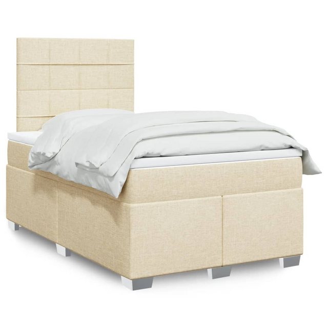 vidaXL Boxspringbett, Boxspringbett mit Matratze Creme 120x190 cm Stoff günstig online kaufen