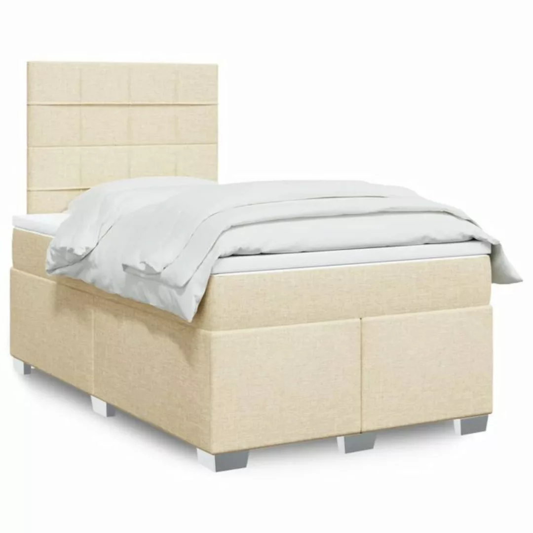 vidaXL Boxspringbett, Boxspringbett mit Matratze Creme 120x190 cm Stoff günstig online kaufen